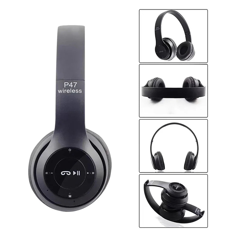🎧 سماعة بلوتوث P47 - متوافقة مع أجهزة متعددة: iPhone، Xiaomi، Android،