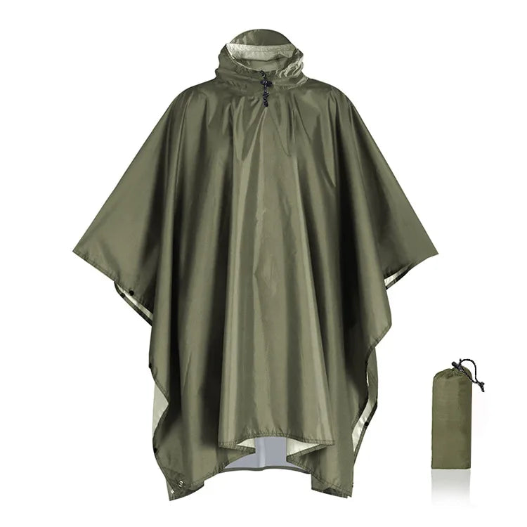معطف مطري عسكري 3×1 (Poncho) – بغطاء رأس وأكمام