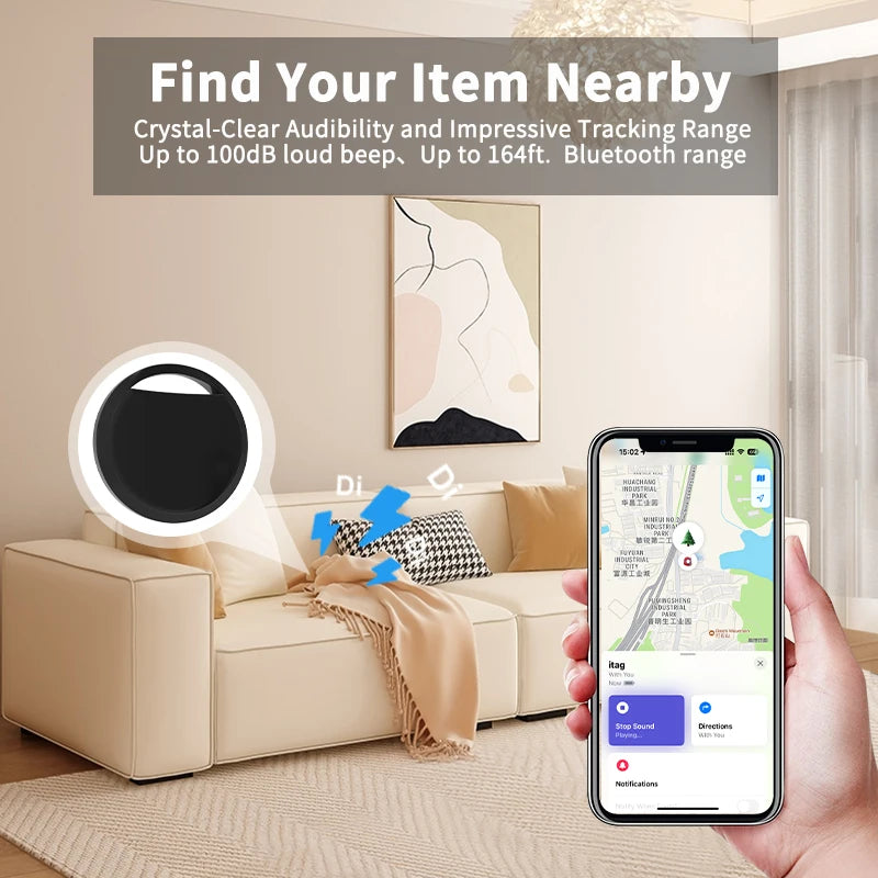 Replacement Apple AirTag Tracker – Compatible with Apple Find My Network, Works via Bluetooth Location of Computers, Keyboards, and Wallets