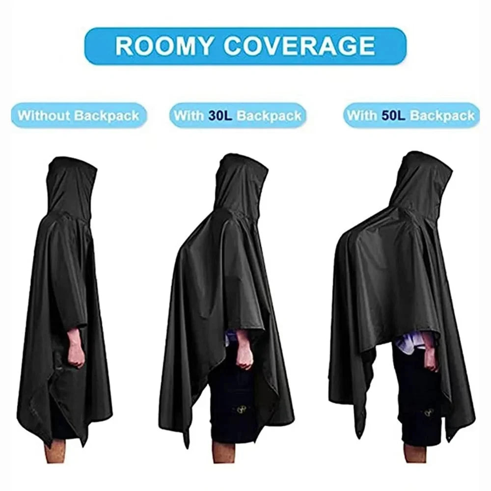 معطف مطري عسكري 3×1 (Poncho) – بغطاء رأس وأكمام