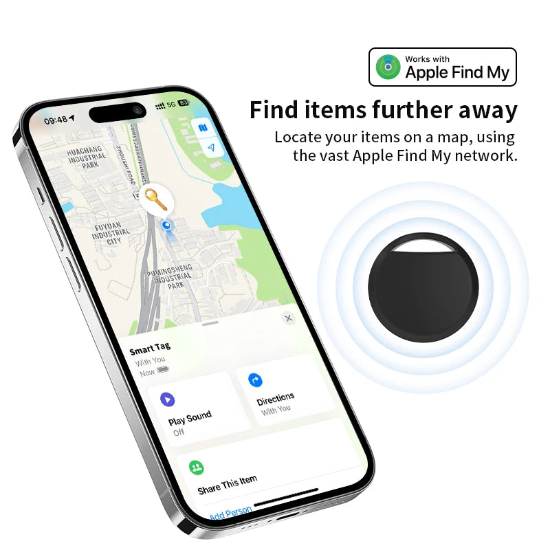 Replacement Apple AirTag Tracker – Compatible with Apple Find My Network, Works via Bluetooth Location of Computers, Keyboards, and Wallets