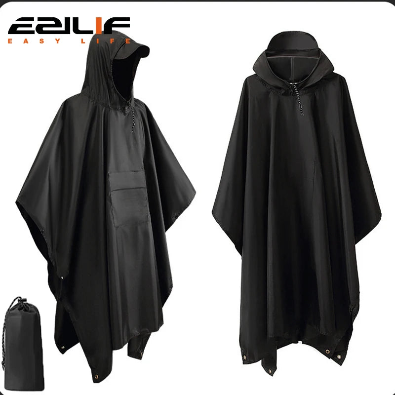 معطف مطري عسكري 3×1 (Poncho) – بغطاء رأس وأكمام