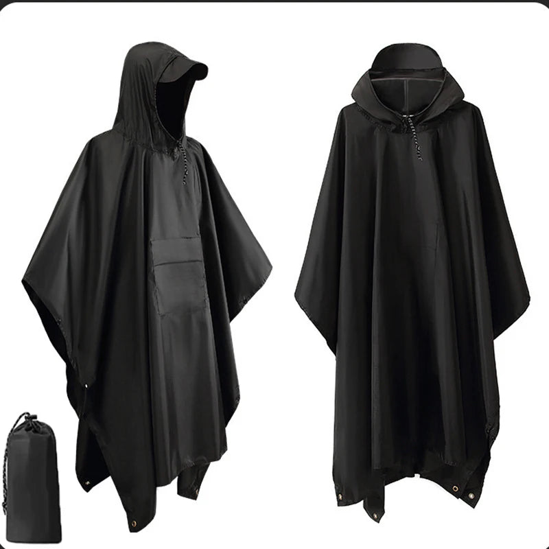 معطف مطري عسكري 3×1 (Poncho) – بغطاء رأس وأكمام