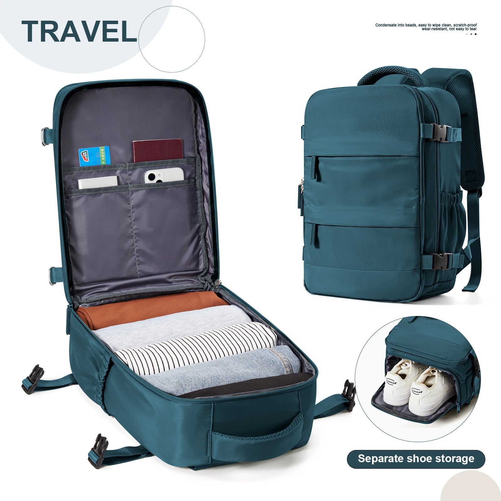 Travel backpack for men and women