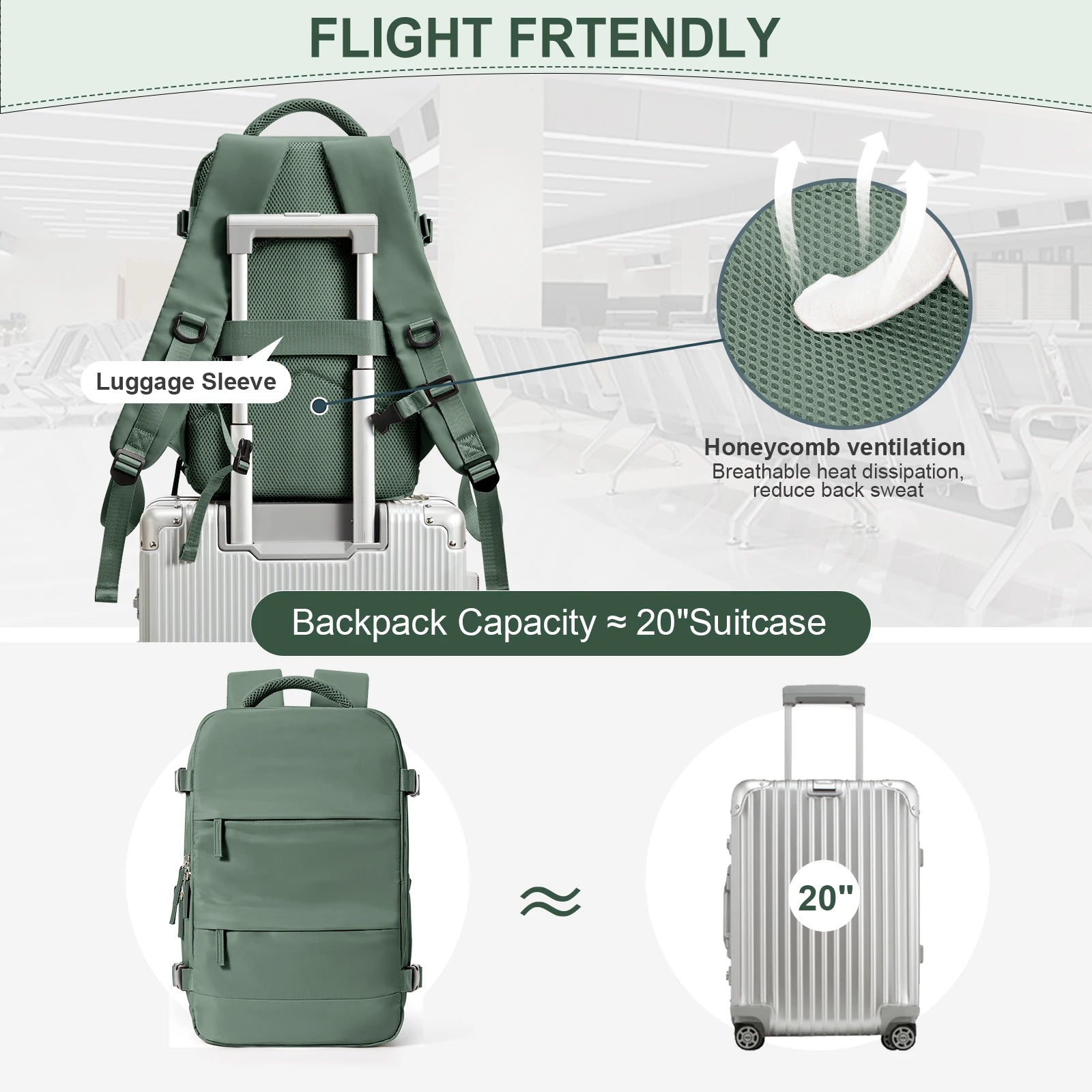 Travel backpack for men and women