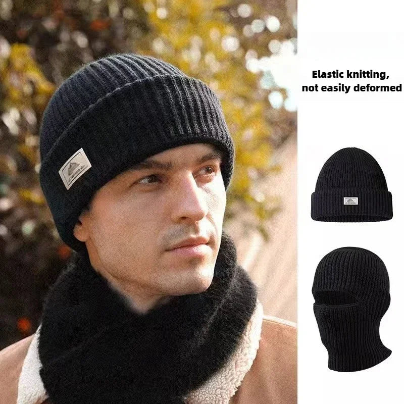 طاقية شتوية 2×1 مع قناع وجه كامل (Balaclava) – حياكة دافئة مضادّة للرياح بغطاء أذنين
