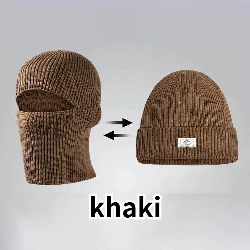 طاقية شتوية 2×1 مع قناع وجه كامل (Balaclava) – حياكة دافئة مضادّة للرياح بغطاء أذنين