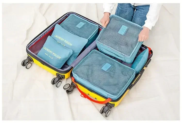 6pcs Set Travel Storage Bags Suitcase Packing Set Storage Cases Portable Luggage Organizer Clothes Shoe Foldable Organizer